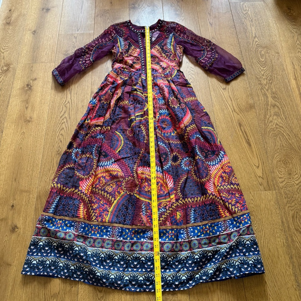 NWT Anthropologie Maren Embroidered Maxi Dress Size 4 Petite Sunset Motif Purple - Picture 11 of 16